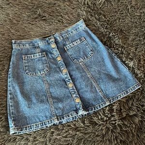 Vintage Button-down Mini Denim Skirt